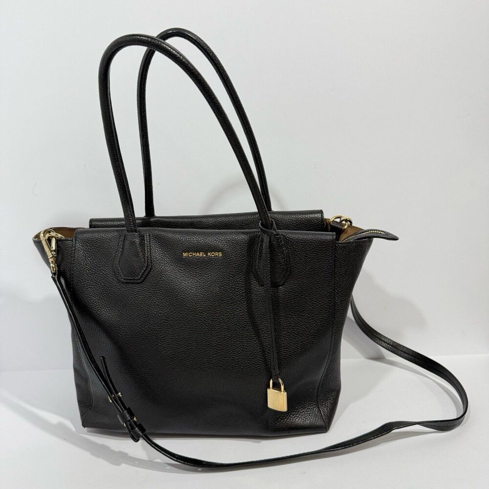Michael Kors Studio Mercer Large Black Leather Satchel - Picture 2 of 16